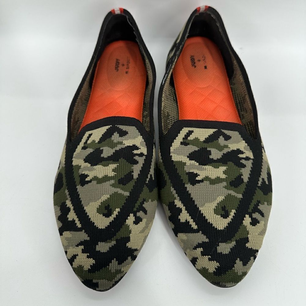 Birdies + Judy Blackbird Camouflage Point Toe Slipon Flats Size 9